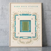 Hard Rock Stadium framed print leaning against a wall