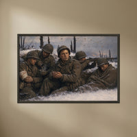 Holding at Bastogne framed print on a plain wall