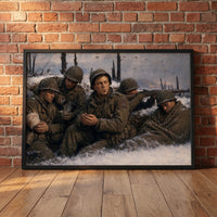 Holding at Bastogne framed print leaning against a wall