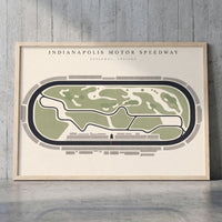 Indianapolis Motor Speedway framed print leaning against a wall