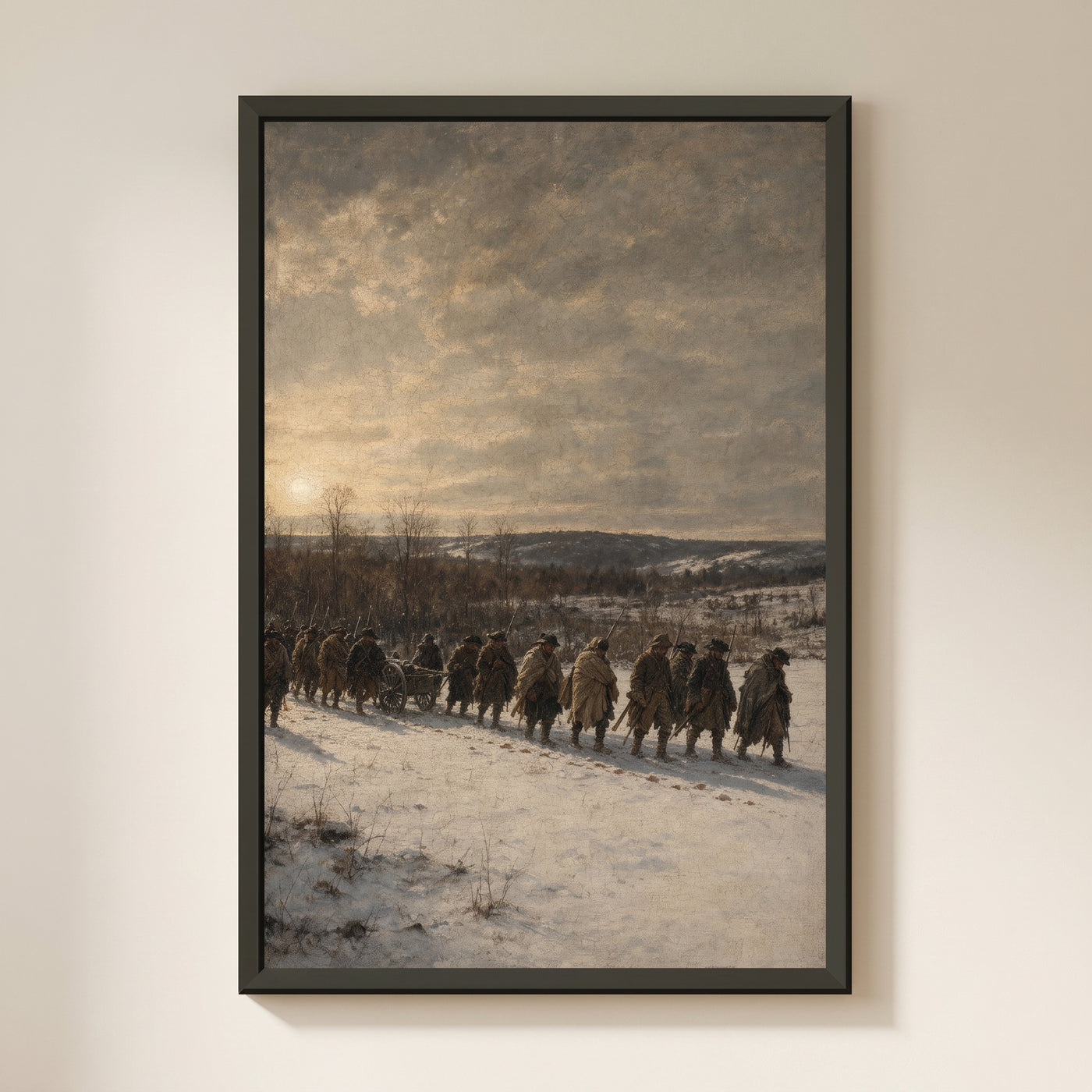 Into Valley Forge, 1777 framed print on a plain wall