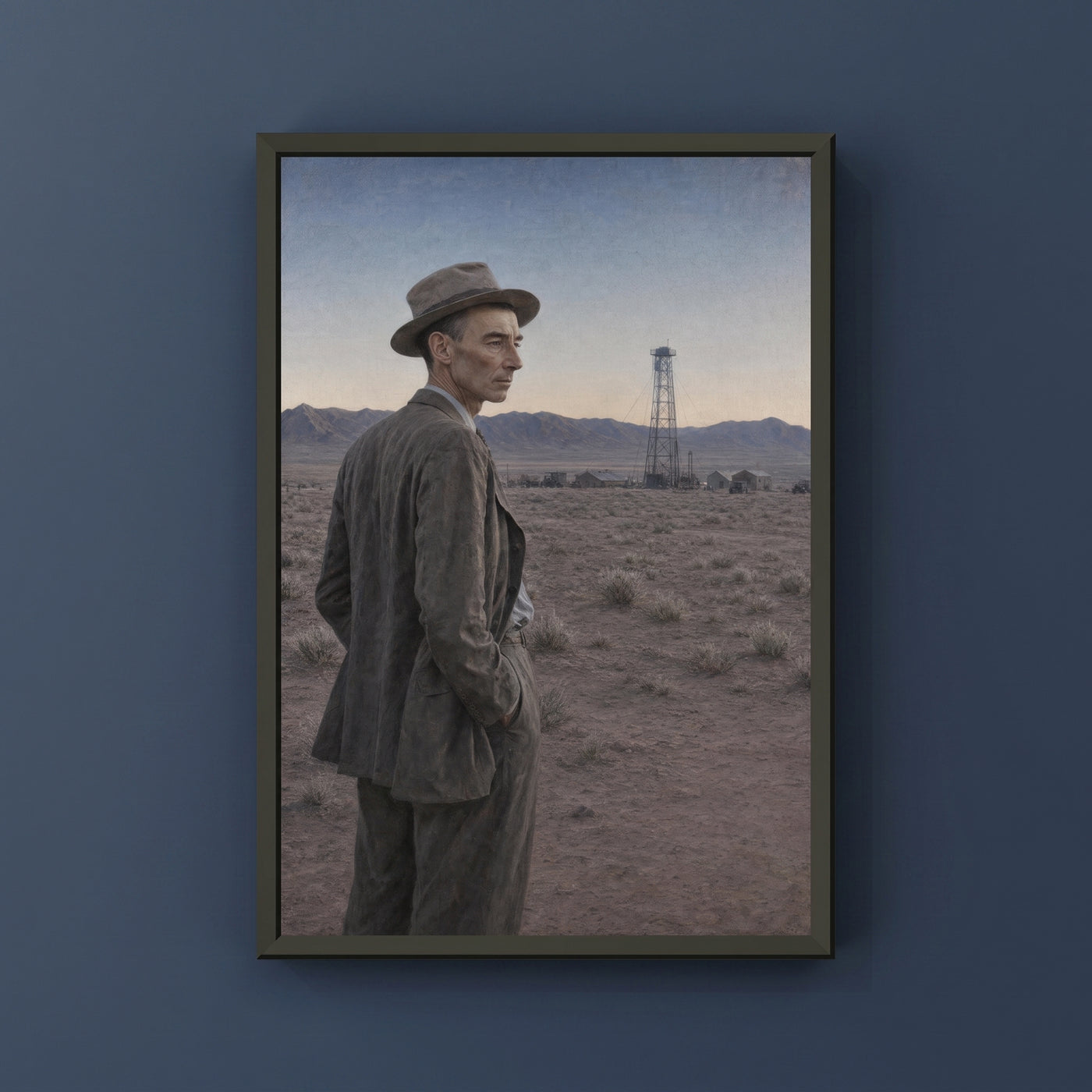 J. Robert Oppenheimer — Los Alamos framed print on a plain wall
