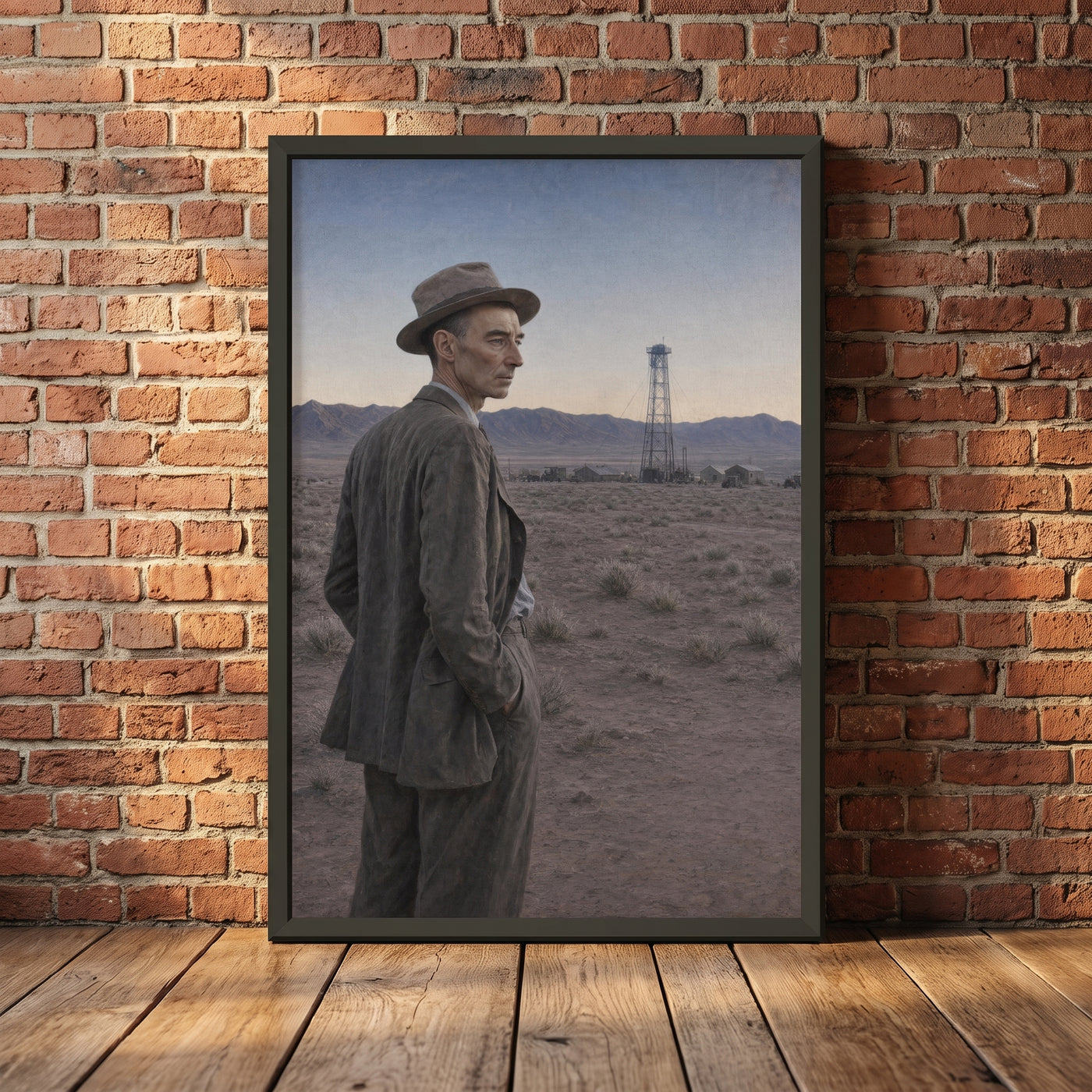 J. Robert Oppenheimer — Los Alamos framed print leaning against a wall