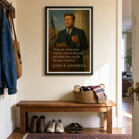 JFK - A Profile in Courage framed print hanging in a home interior