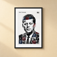John F. Kennedy — Because it's Hard framed print on a plain wall