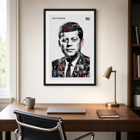 John F. Kennedy — Because it's Hard framed print hanging in a home interior