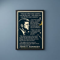 JFK - Words that Moved a Nation framed print on a plain wall