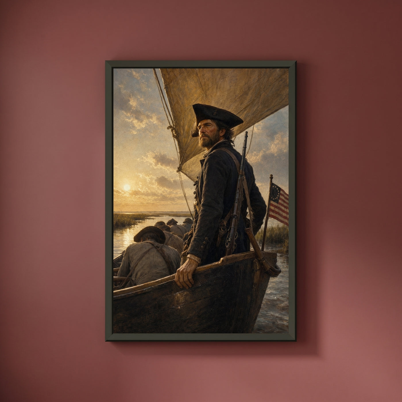 Joshua Huddy and the Black Snake framed print on a plain wall