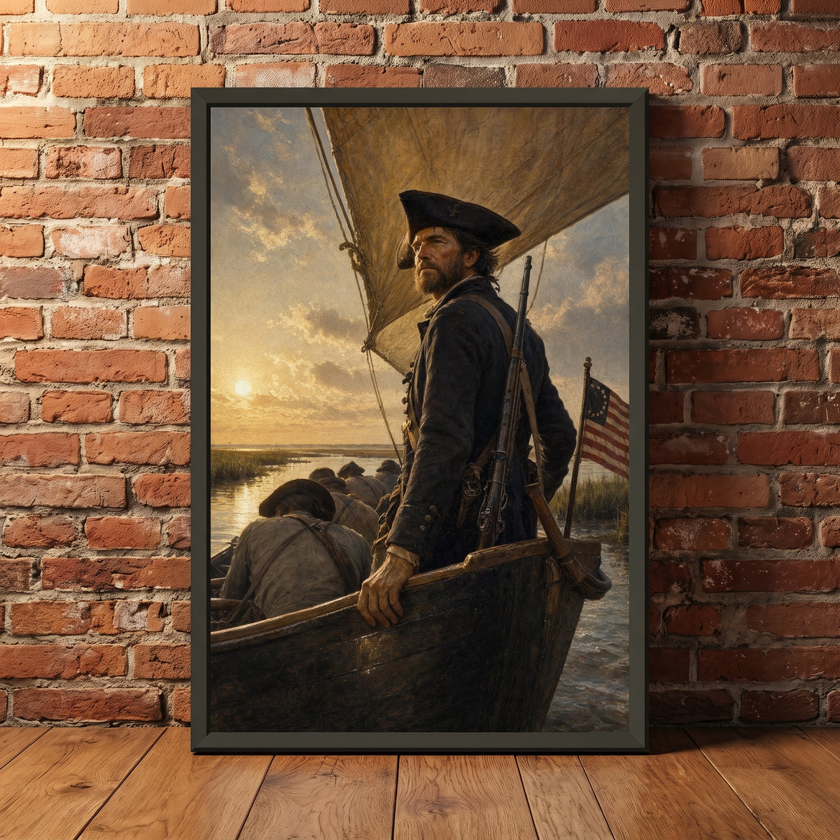 Joshua Huddy and the Black Snake framed print leaning against a wall