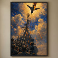 Kamikaze off Okinawa framed print on a plain wall