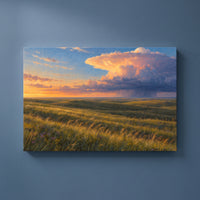 Kansas Tallgrass Evening gallery-wrapped canvas print on a plain wall