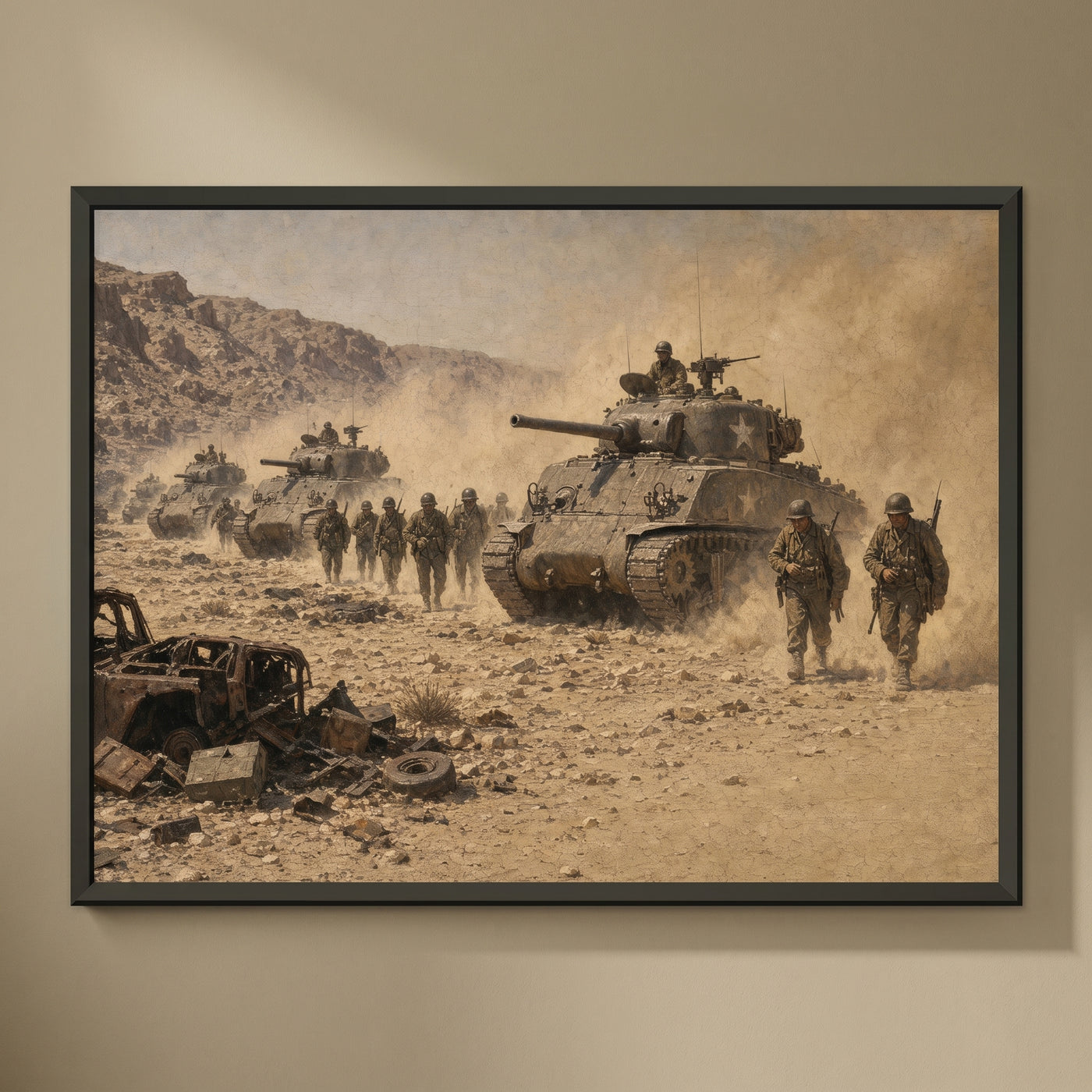Kasserine, 1943 framed print on a plain wall