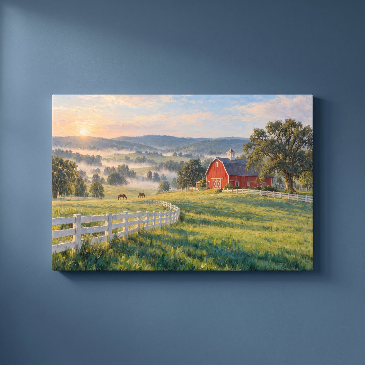 Kentucky Bluegrass Morning gallery-wrapped canvas print on a plain wall
