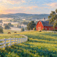 Kentucky Bluegrass Morning — close-up of the canvas weave and print detail