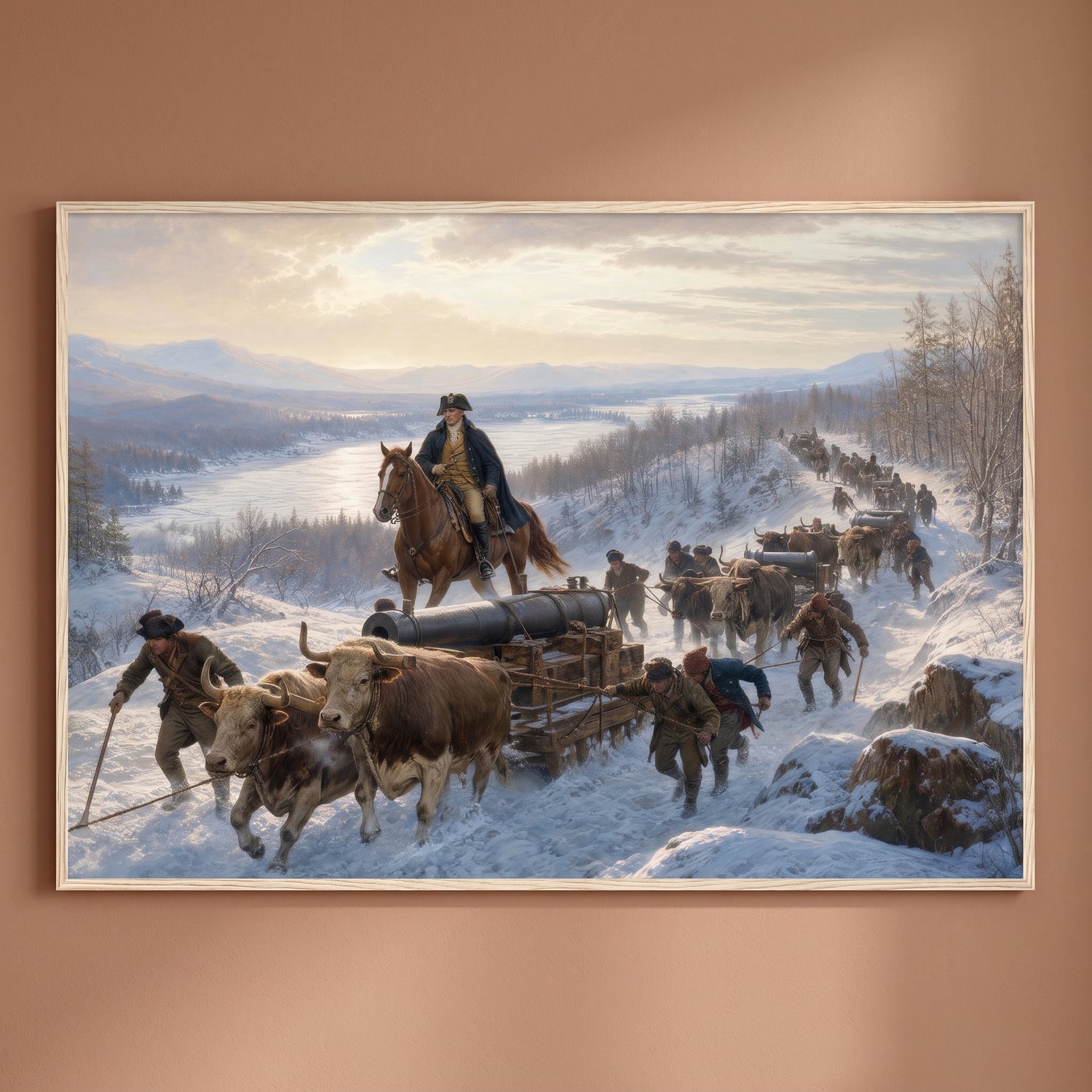 Knox's Noble Train of Artillery framed print on a plain wall