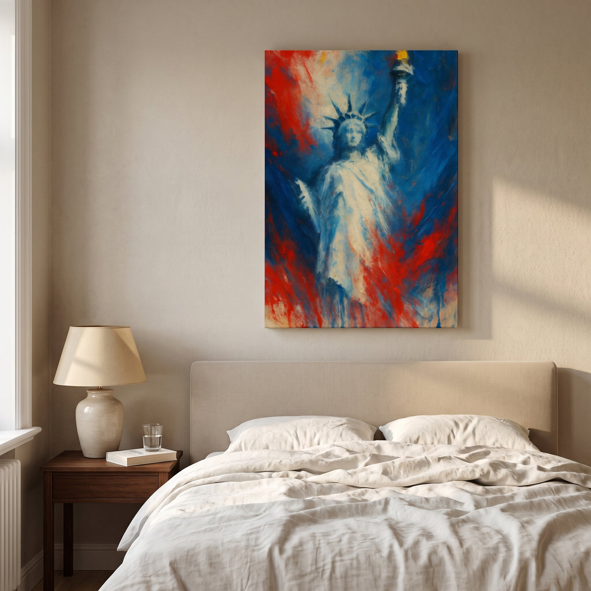 Lady Liberty canvas print hanging in a home interior