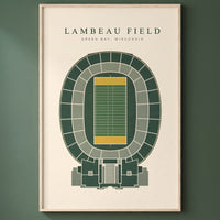 Lambeau Field framed print on a plain wall