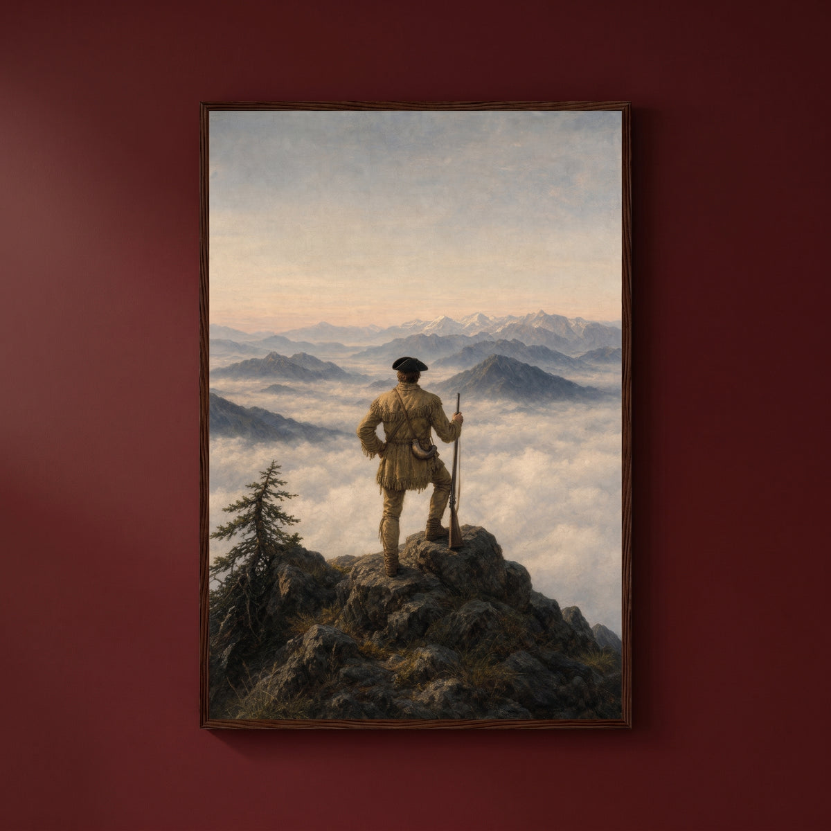 Lewis at the Divide framed print on a plain wall