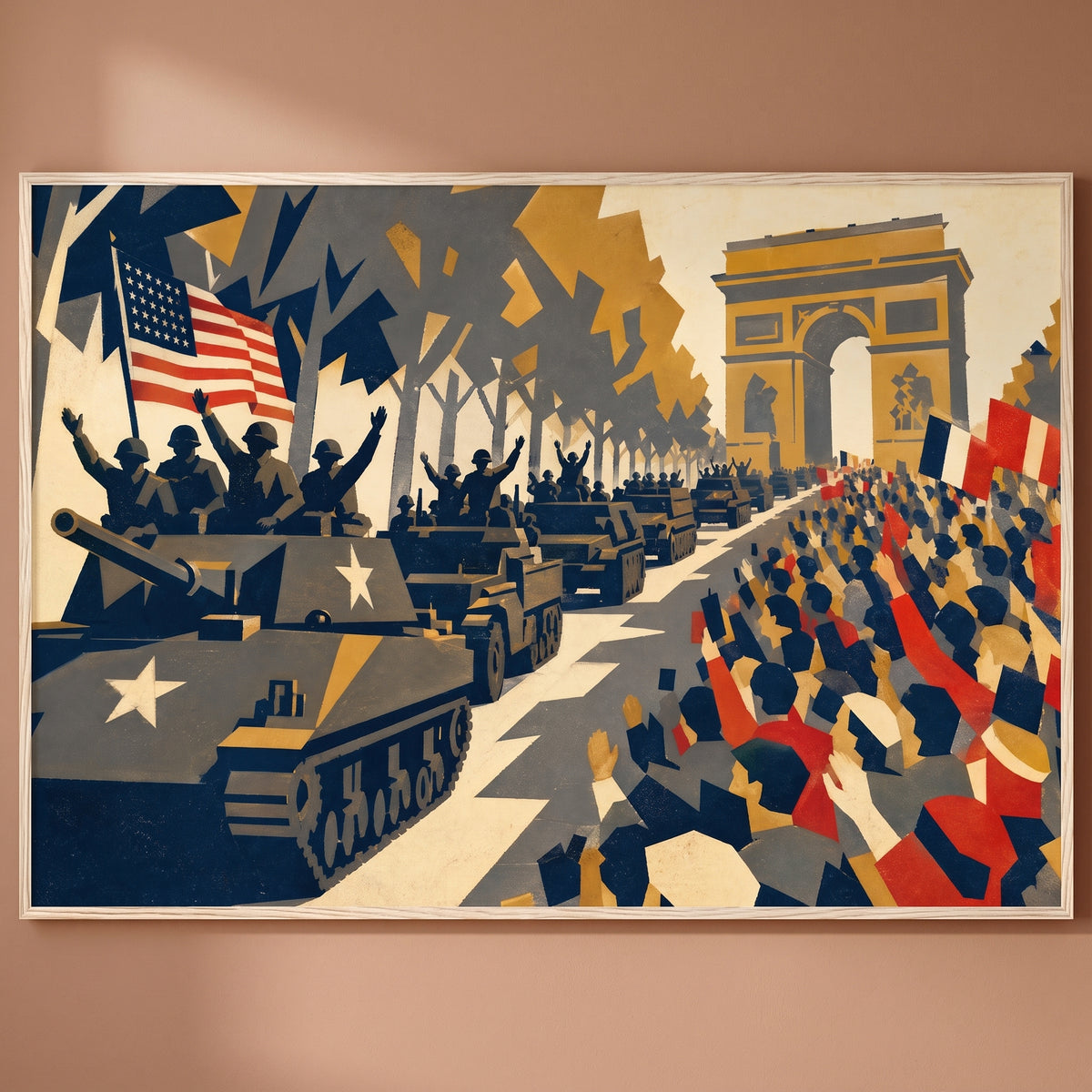 Liberation Day, 1944 framed print on a plain wall