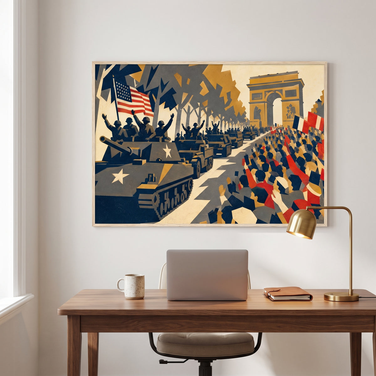 Liberation Day, 1944 framed print hanging in a home interior