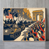 Liberation Day, 1944 framed print leaning against a wall