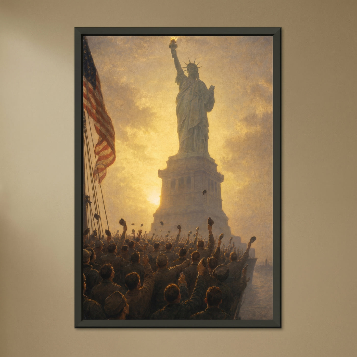 Liberty from the Rail framed print on a plain wall
