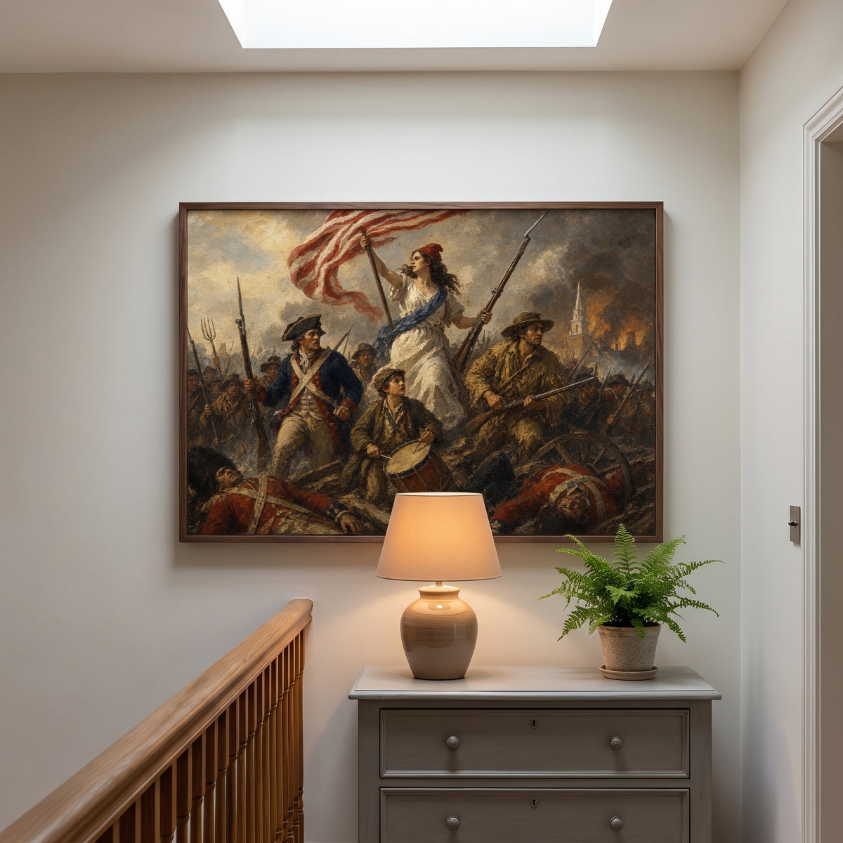 Liberty Leads the Line framed print hanging in a home interior