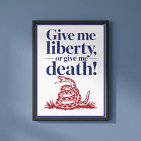 Liberty or Death — The Rattlesnake framed print on a plain wall