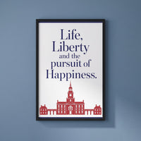 Life, Liberty & the Pursuit of Happiness shown on its own — first framed print in the Words of Liberty set