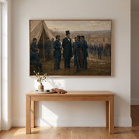 Lincoln Visiting the Troops at Antietam framed print hanging in a home interior