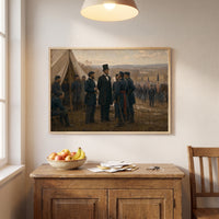 Lincoln Visiting the Troops at Antietam framed print hanging in a home interior