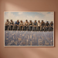 Lunch Atop a Skyscraper framed print on a plain wall