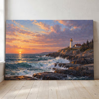 Maine Light at Dawn canvas print leaning against a wall
