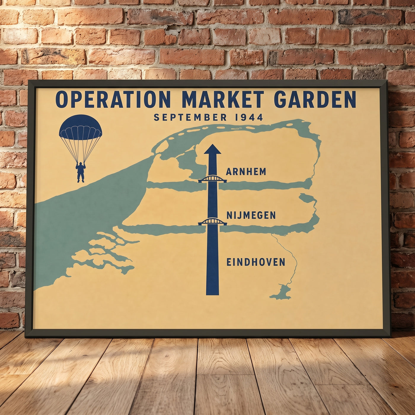 Market Garden — Minimalist framed print leaning against a wall