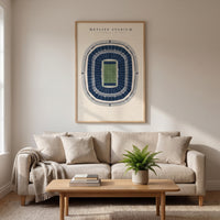 MetLife Stadium framed print hanging in a home interior