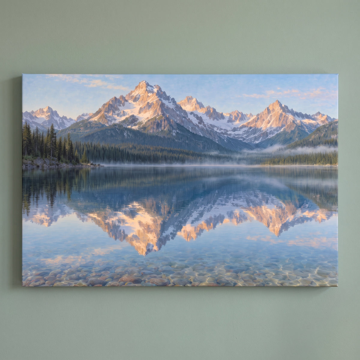 Montana Glacier Lake gallery-wrapped canvas print on a plain wall