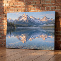 Montana Glacier Lake canvas print leaning against a wall