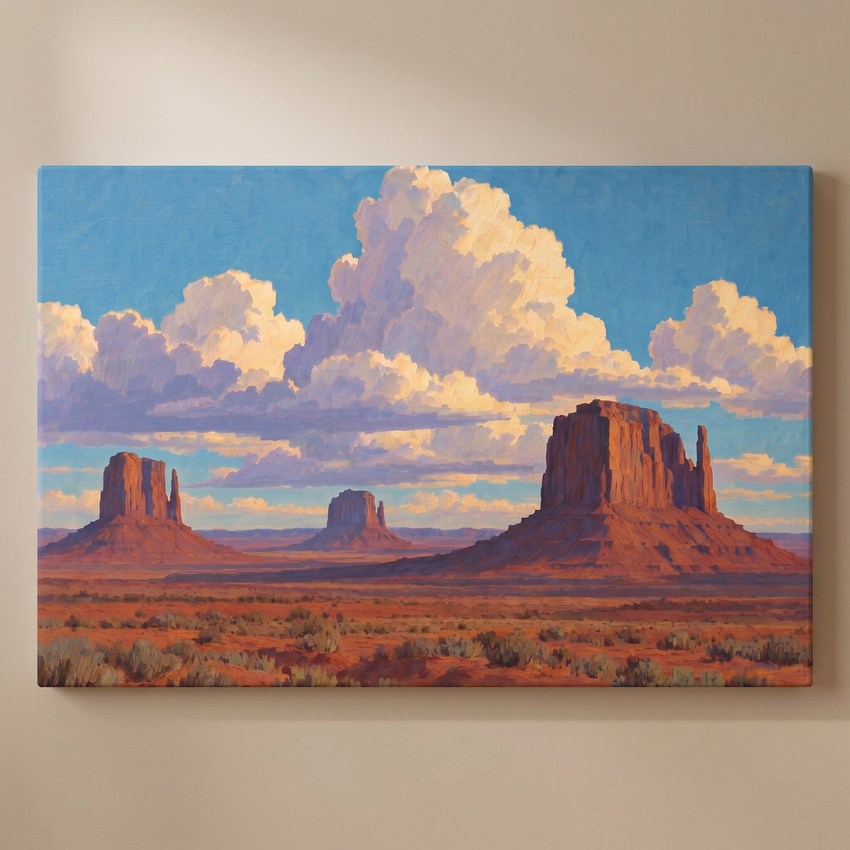 Monument Valley Clouds gallery-wrapped canvas print on a plain wall