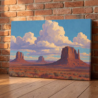 Monument Valley Clouds canvas print leaning against a wall
