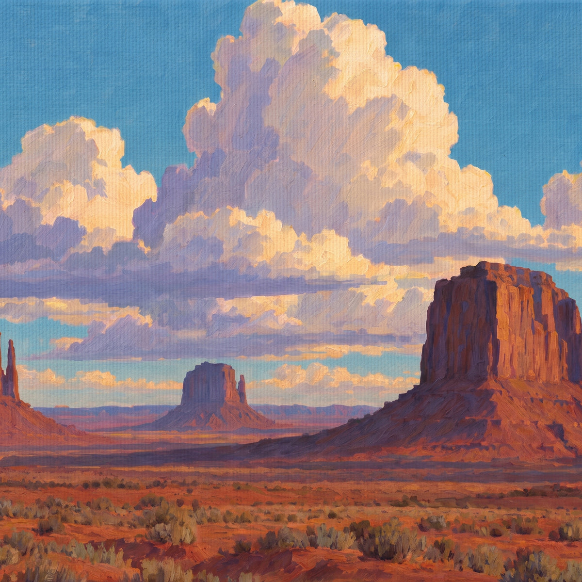 Monument Valley Clouds — close-up of the canvas weave and print detail