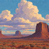 Monument Valley Clouds — close-up of the canvas weave and print detail
