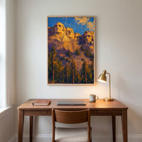 Mount Rushmore framed print hanging in a home interior