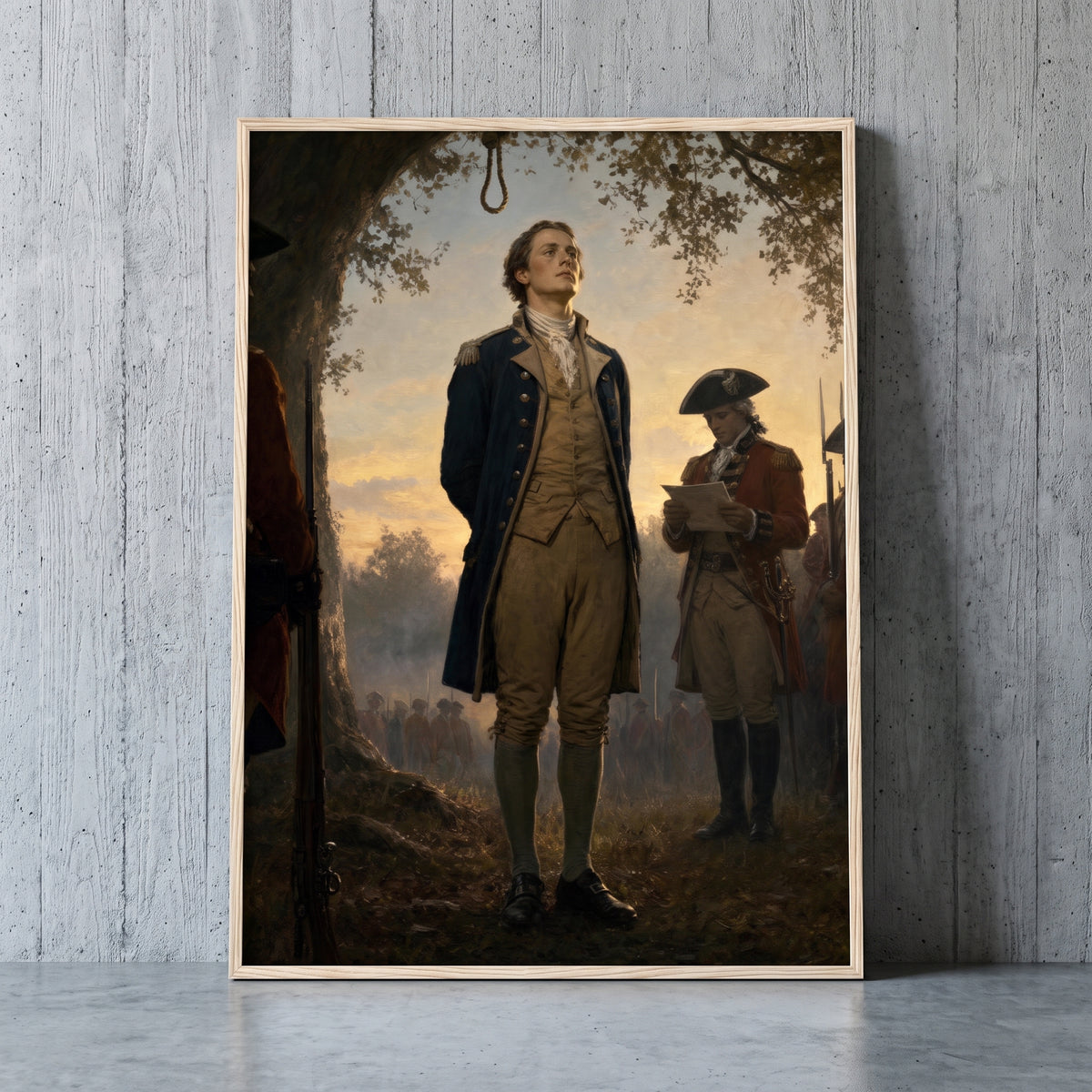 Nathan Hale, the First Martyr framed print leaning against a wall