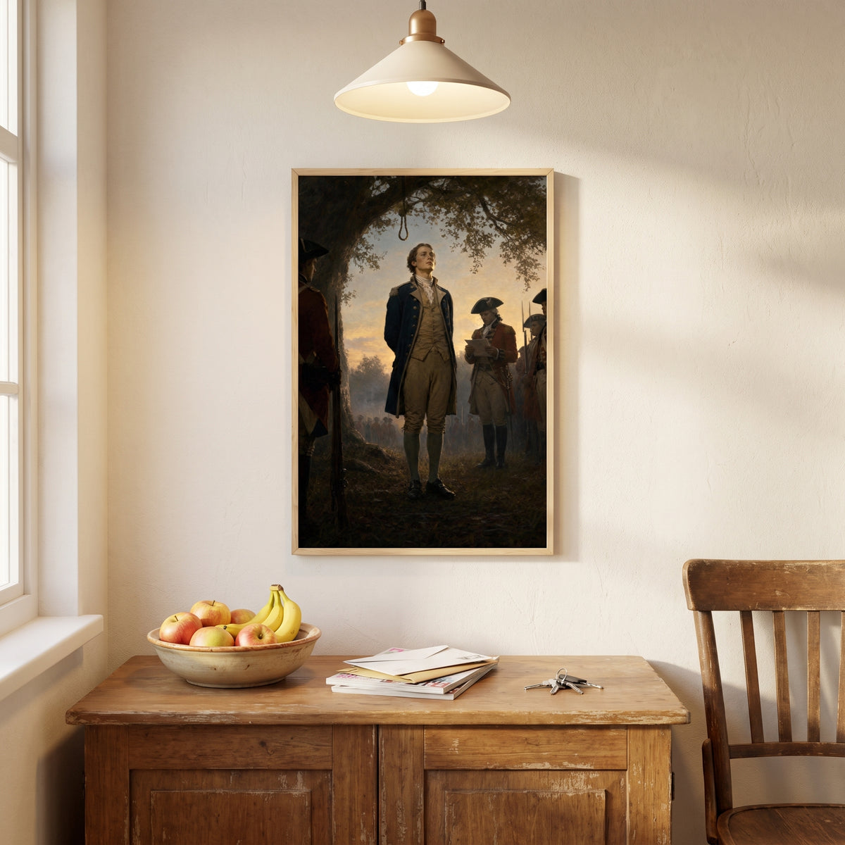 Nathan Hale, the First Martyr framed print hanging in a home interior