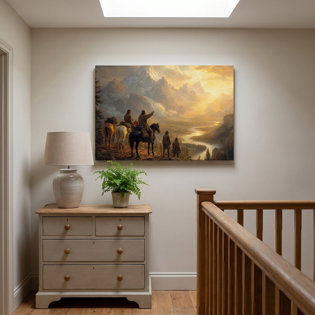 New Horizons canvas print hanging in a home interior
