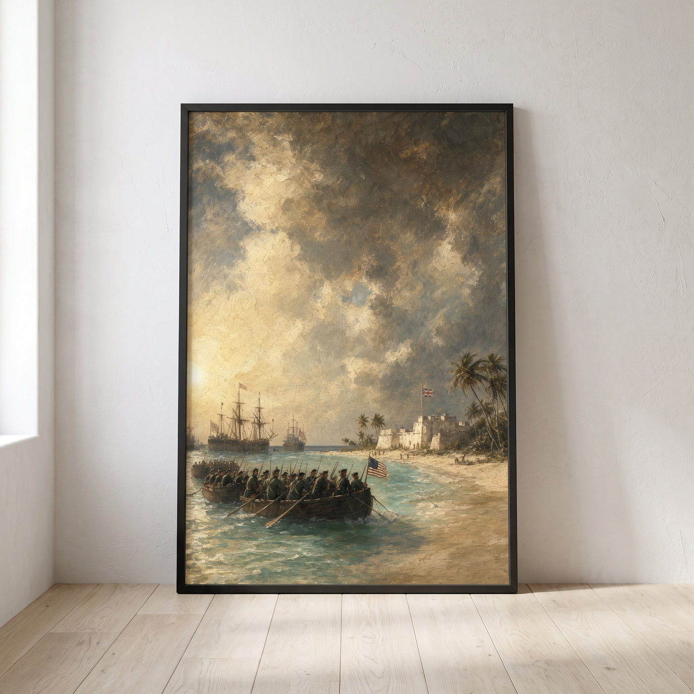New Providence, 1776 framed print leaning against a wall