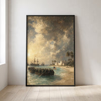New Providence, 1776 framed print leaning against a wall