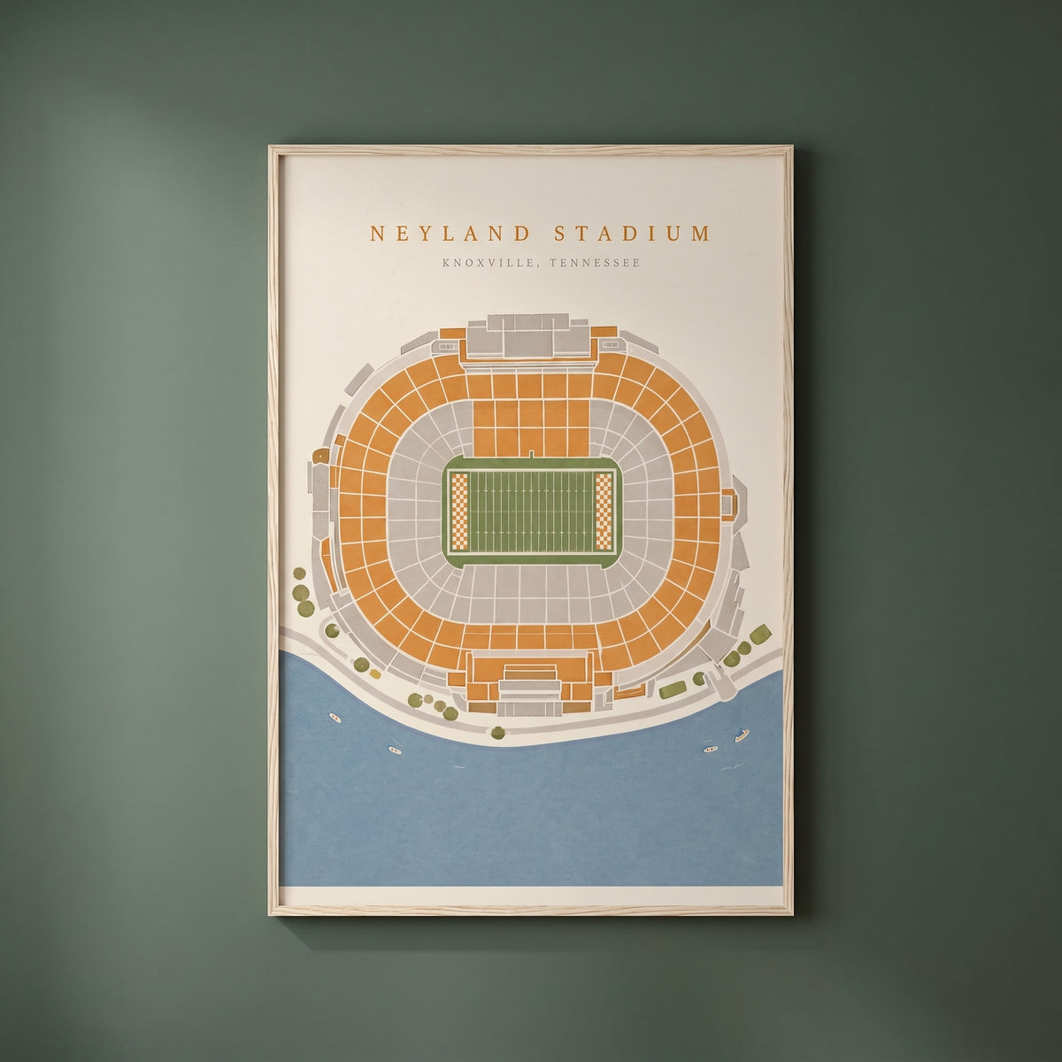 Neyland Stadium framed print on a plain wall
