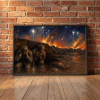 Night Bombardment at Anzio framed print leaning against a wall