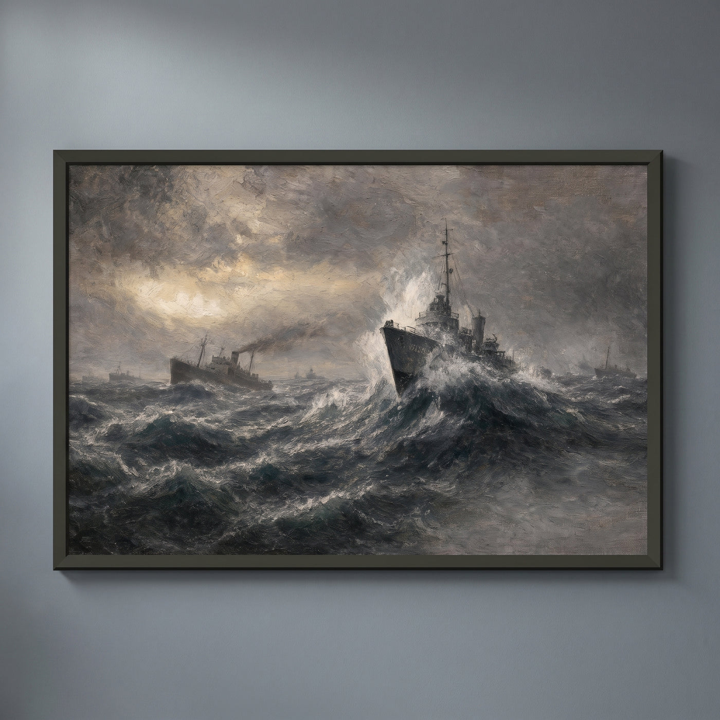 North Atlantic Convoy framed print on a plain wall